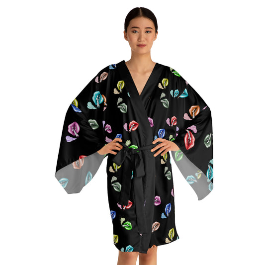 "Lip Loc'D" long sleeve Kimono Robe