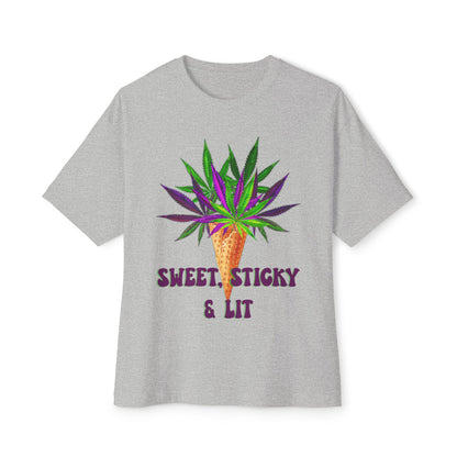 Sweet Sticky and Lit" Unisex Oversized Boxy Tee