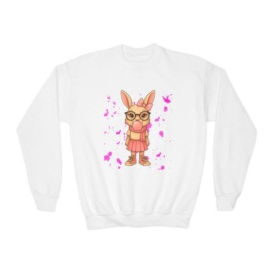 Adorable Bunny Graphic Youth Crewneck Sweatshirt