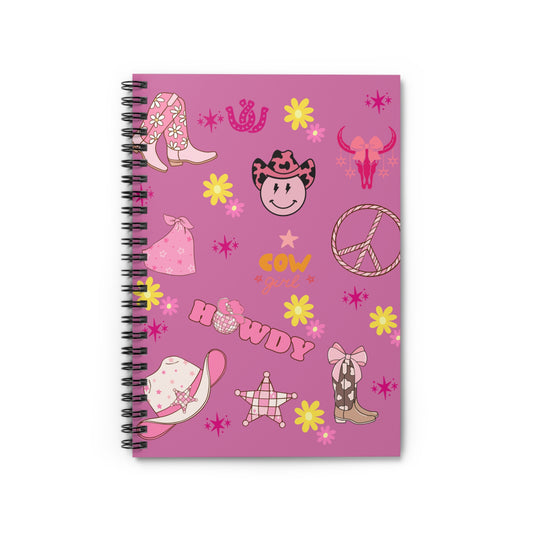 Cowgirl Vibes Spiral Notebook - Pink Floral
