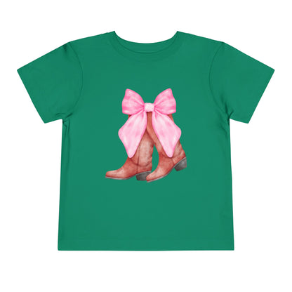 Cute Toddler Tee with Pink Bow Boots Design