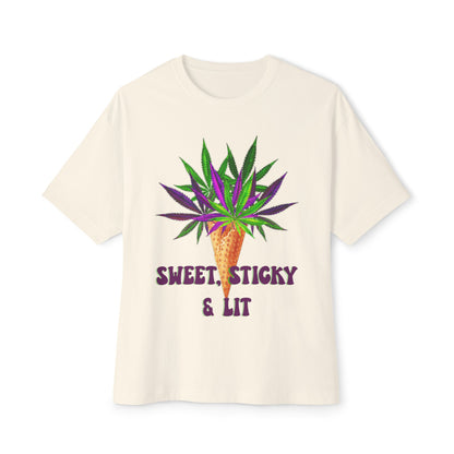 Sweet Sticky and Lit" Unisex Oversized Boxy Tee