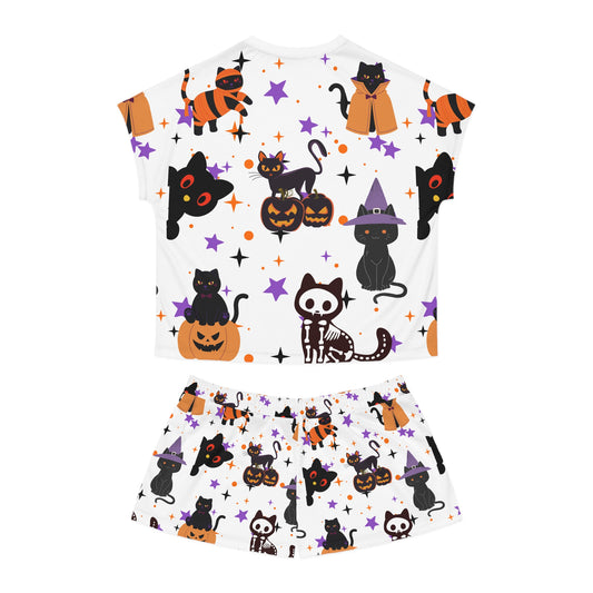 Halloween Cat Pajama Set, Cozy Sleepwear for Women