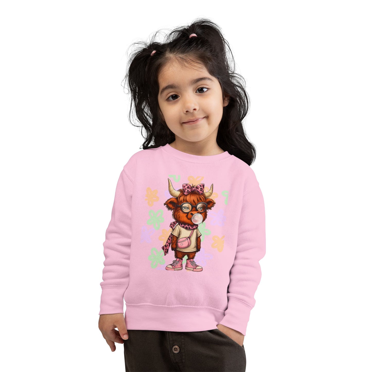 Cute Toddler Sweatshirt with Floral Animal Design