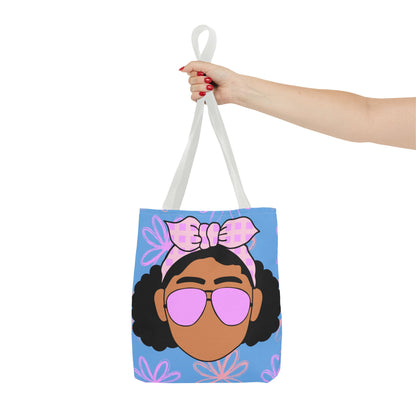 Chic Floral Tote Bag with Afro Queen Design