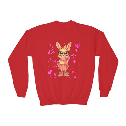 Adorable Bunny Graphic Youth Crewneck Sweatshirt