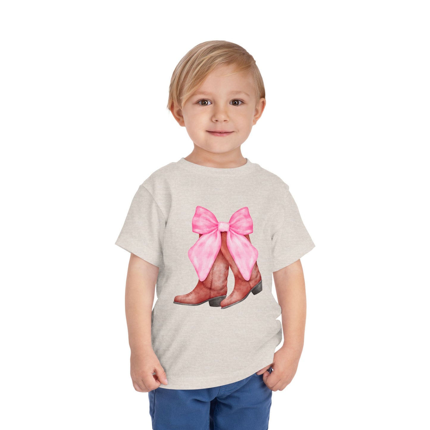 Cute Toddler Tee with Pink Bow Boots Design