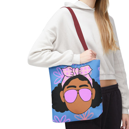 Chic Floral Tote Bag with Afro Queen Design