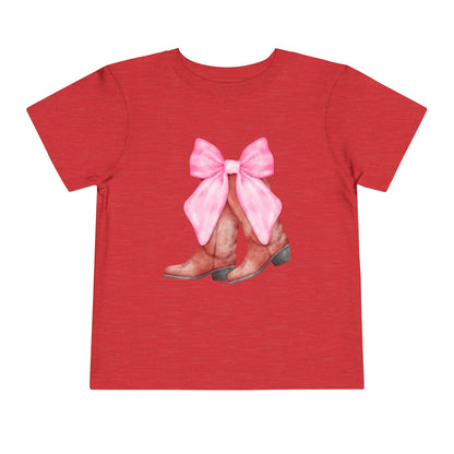 Cute Toddler Tee with Pink Bow Boots Design