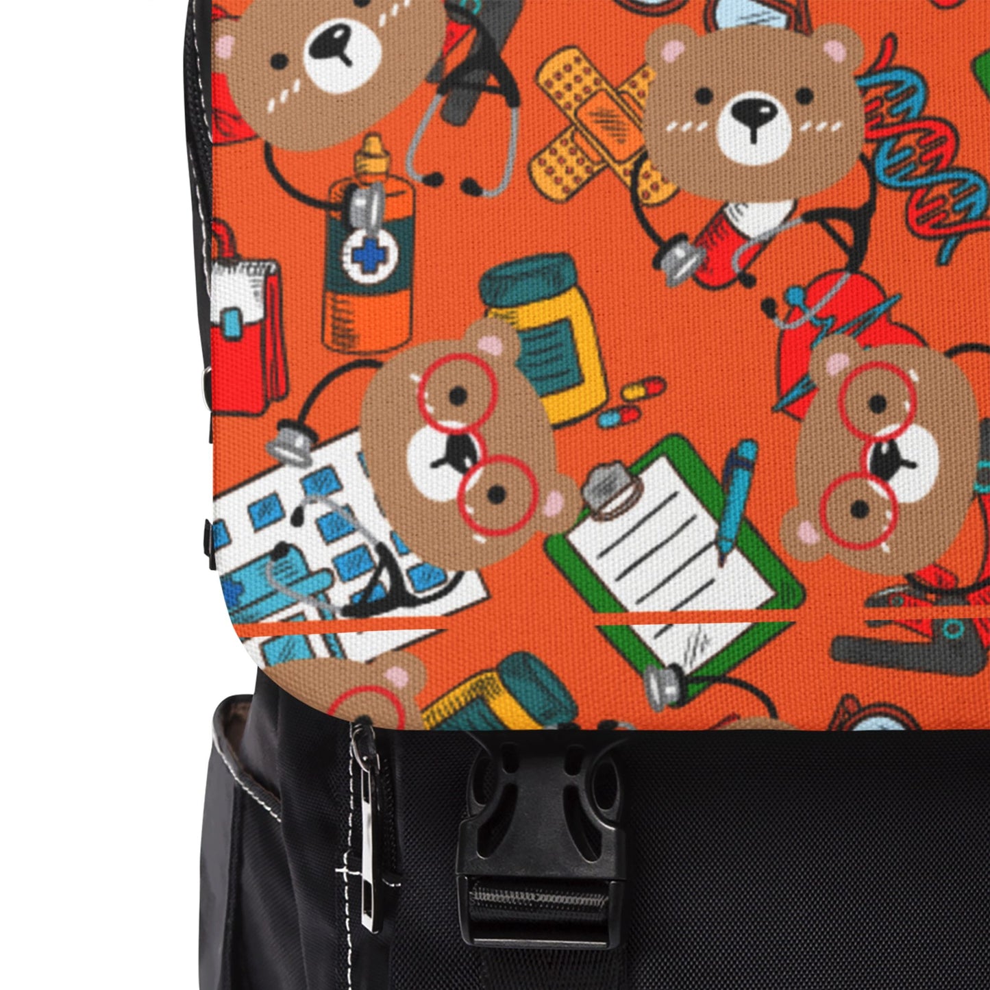 Playful Bear Pattern Unisex Shoulder Backpack