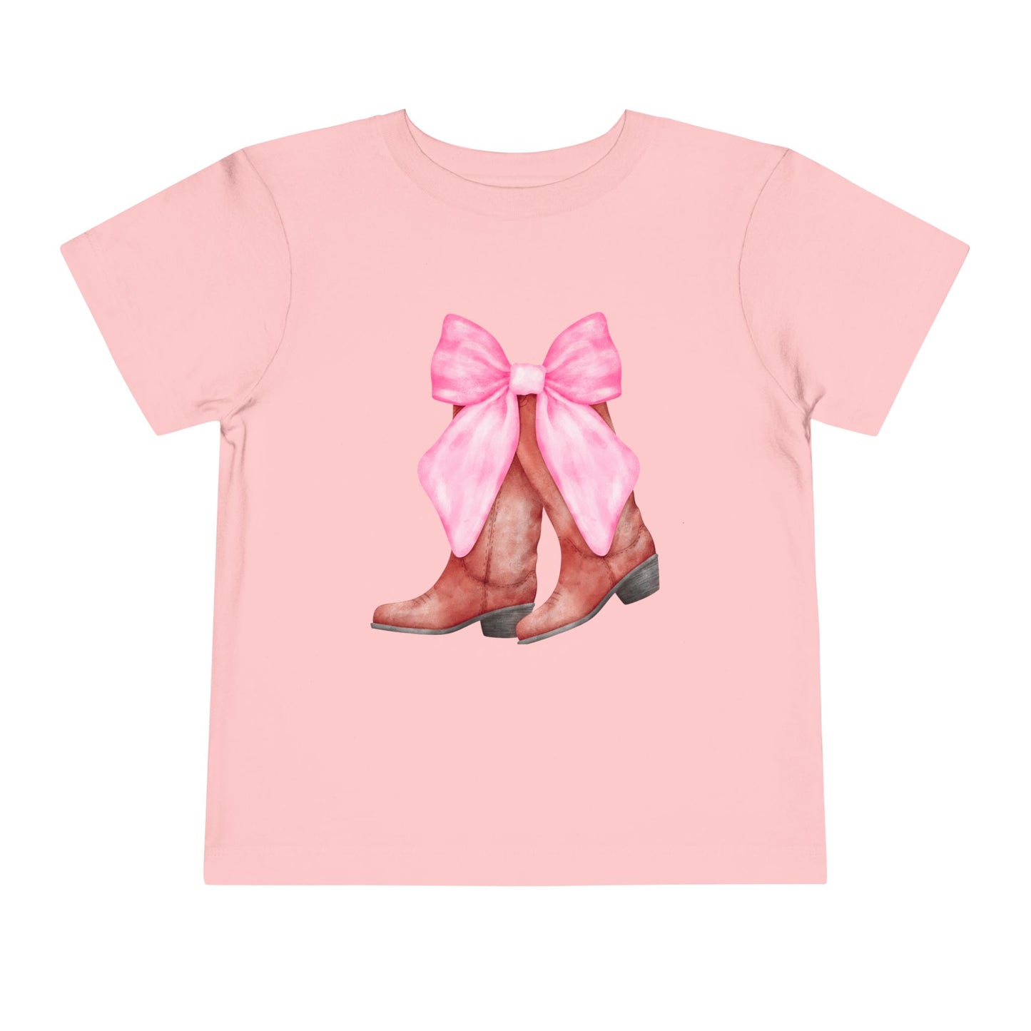 Cute Toddler Tee with Pink Bow Boots Design