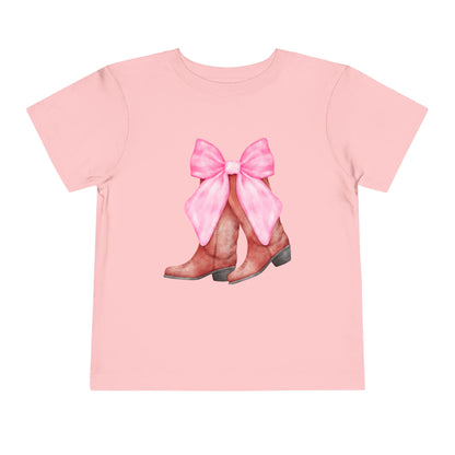 Cute Toddler Tee with Pink Bow Boots Design
