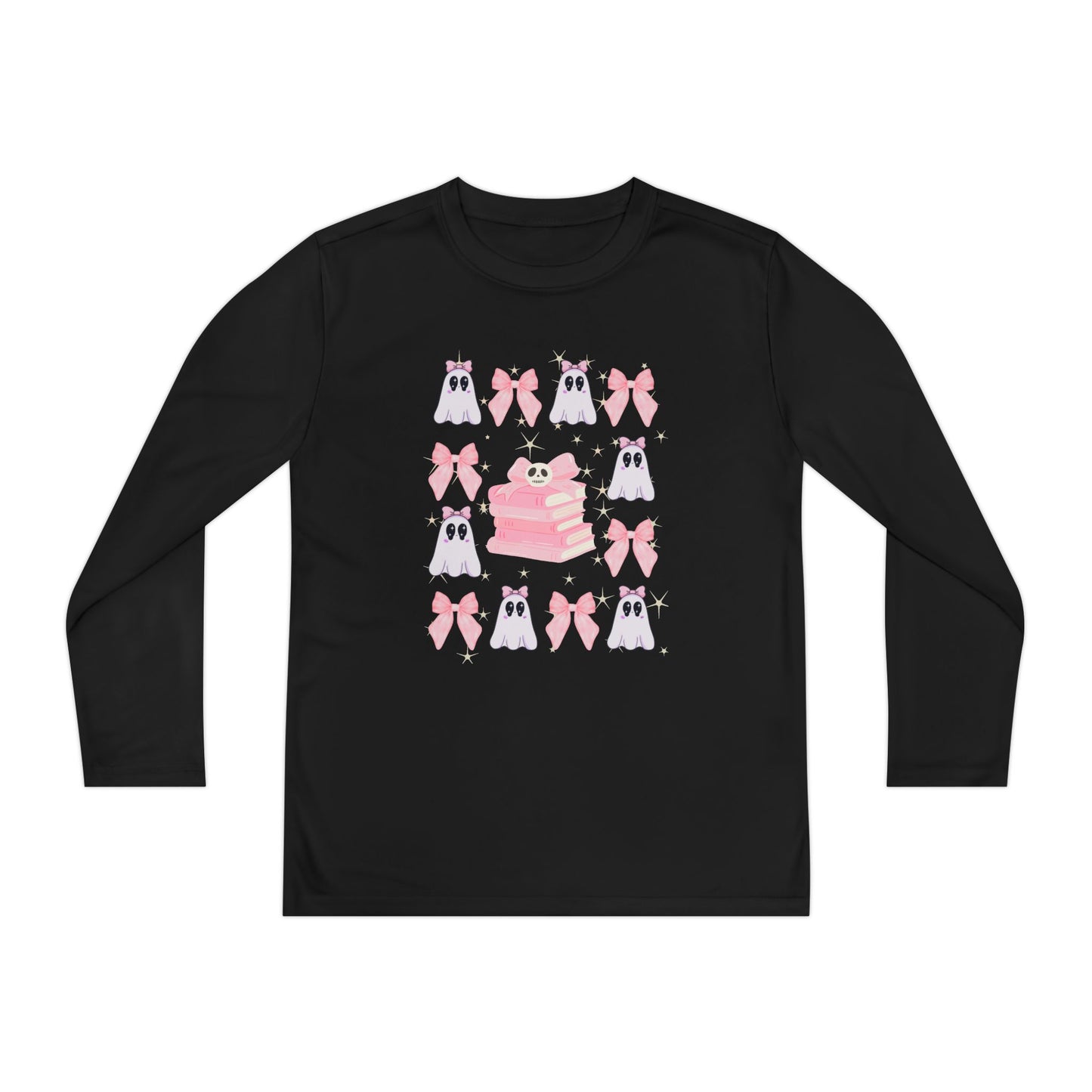 Youth Ghost & Pink Bow Long Sleeve, Kids Long Sleeve T-Shirt