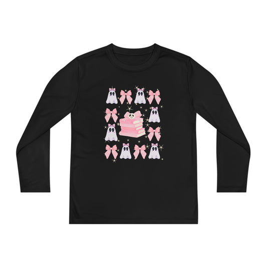 Youth Ghost & Pink Bow Long Sleeve, Kids Long Sleeve T-Shirt