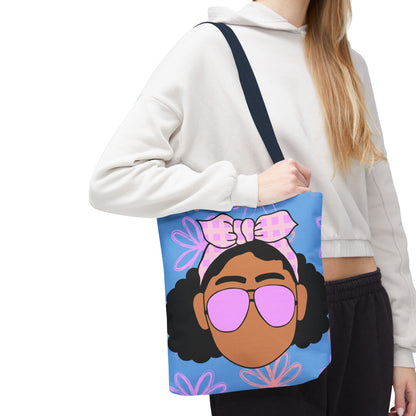 Chic Floral Tote Bag with Afro Queen Design