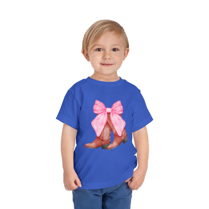 Cute Toddler Tee with Pink Bow Boots Design
