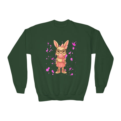 Adorable Bunny Graphic Youth Crewneck Sweatshirt