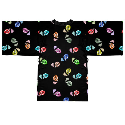 "Lip Loc'D" long sleeve Kimono Robe