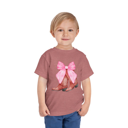 Cute Toddler Tee with Pink Bow Boots Design